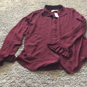 Maroon button front blouse